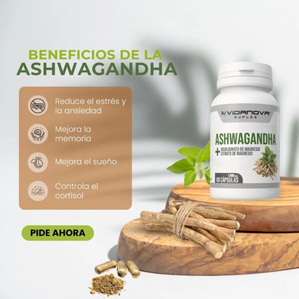 Ashwagandha 1000mg | Suplemento Adaptógeno Antiestrés y Energía Natural - Imagen 2