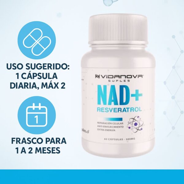 NAD+ Resveratrol Vidanova – Energía Celular y Antioxidantes 60 cápsulas - Imagen 4
