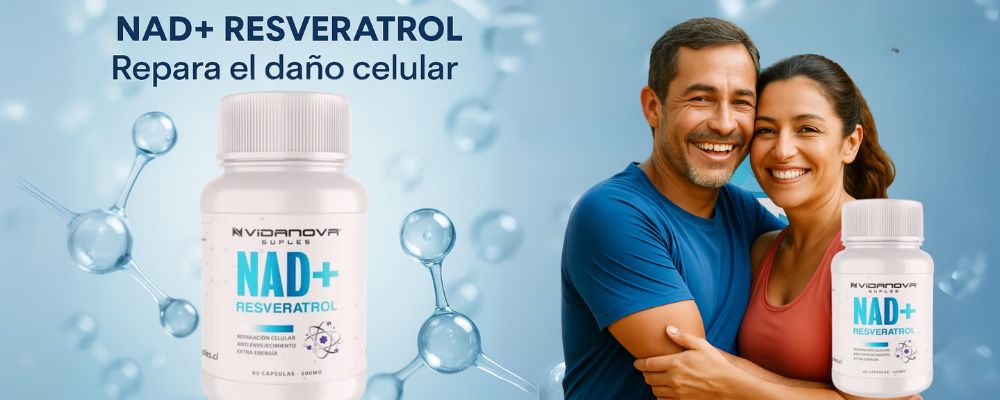 NAD+ Resveratrol suplemento antioxidante energía celular vitalvibe
