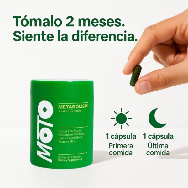 MOTO Metabolismo – Suplemento Termogénico con Té Verde y B12 - Imagen 4