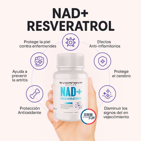 NAD+ Resveratrol Vidanova – Energía Celular y Antioxidantes 60 cápsulas - Imagen 2