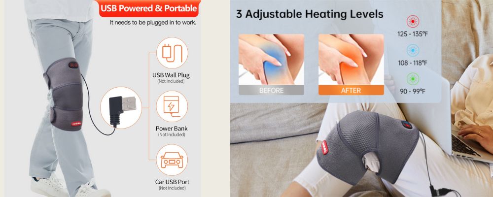 Rodillera eléctrica con calor para aliviar dolor muscular y articular en VitalVibe
